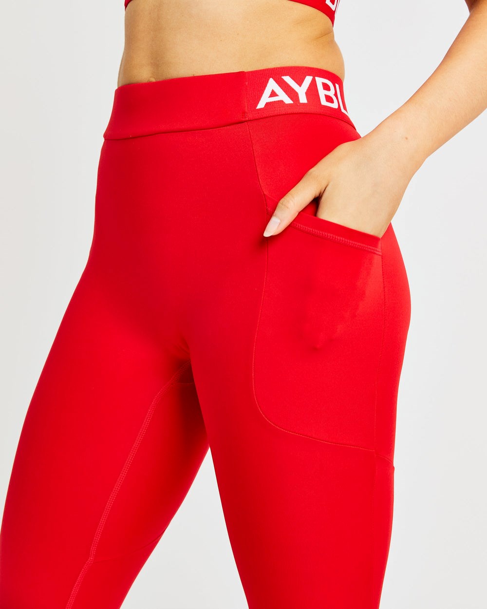 AYBL Treningowe Leggings Czerwone | 102498-PMX