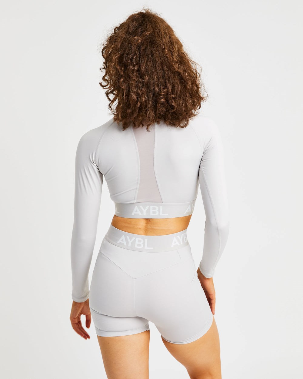 AYBL Treningowe Long Sleeve Crop Top Beżowe | 309867-DYC