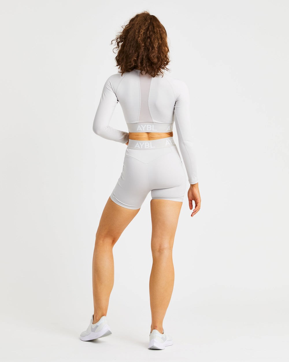 AYBL Treningowe Long Sleeve Crop Top Beżowe | 309867-DYC