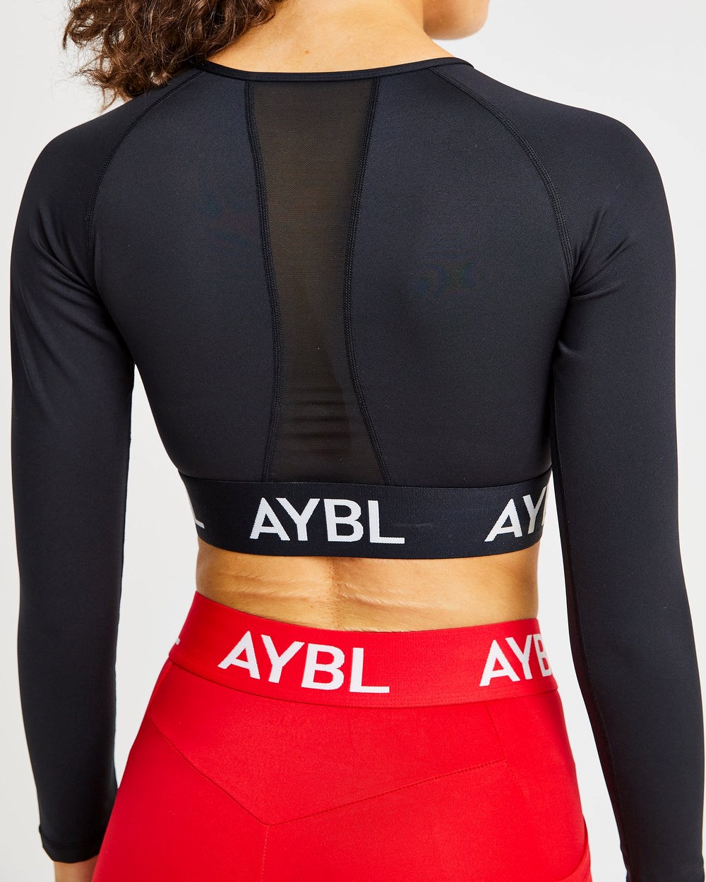 AYBL Treningowe Long Sleeve Crop Top Czarne | 047862-CEB