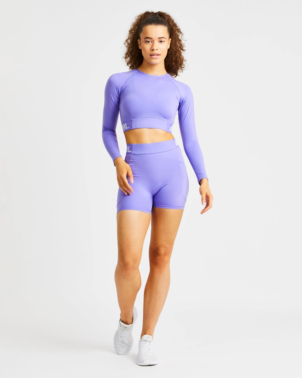 AYBL Treningowe Long Sleeve Crop Top Fioletowe | 253710-WTP