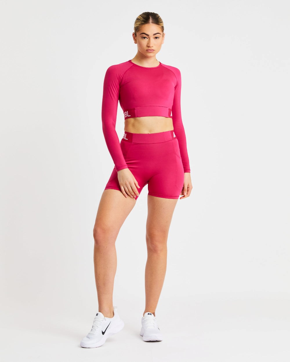 AYBL Treningowe Long Sleeve Crop Top Raspberry | 349501-FUZ