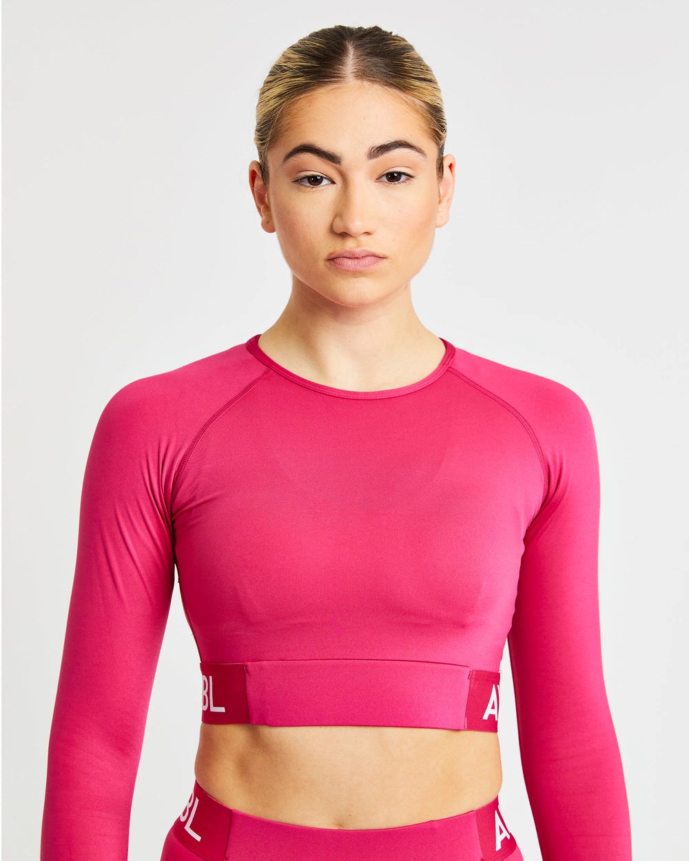 AYBL Treningowe Long Sleeve Crop Top Raspberry | 681702-YPN