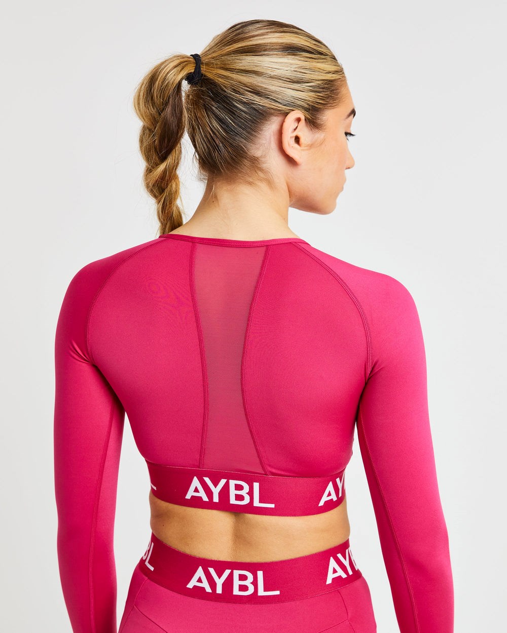 AYBL Treningowe Long Sleeve Crop Top Raspberry | 681702-YPN