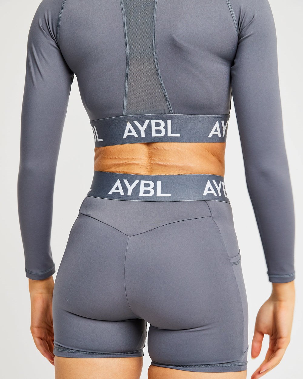 AYBL Treningowe Long Sleeve Crop Top Szare | 873029-HDO