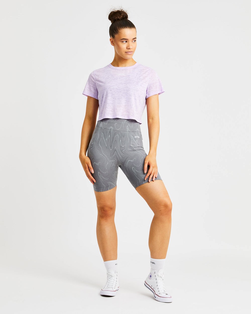 AYBL Velocity Crop T Shirt Lilac | 276438-WCK