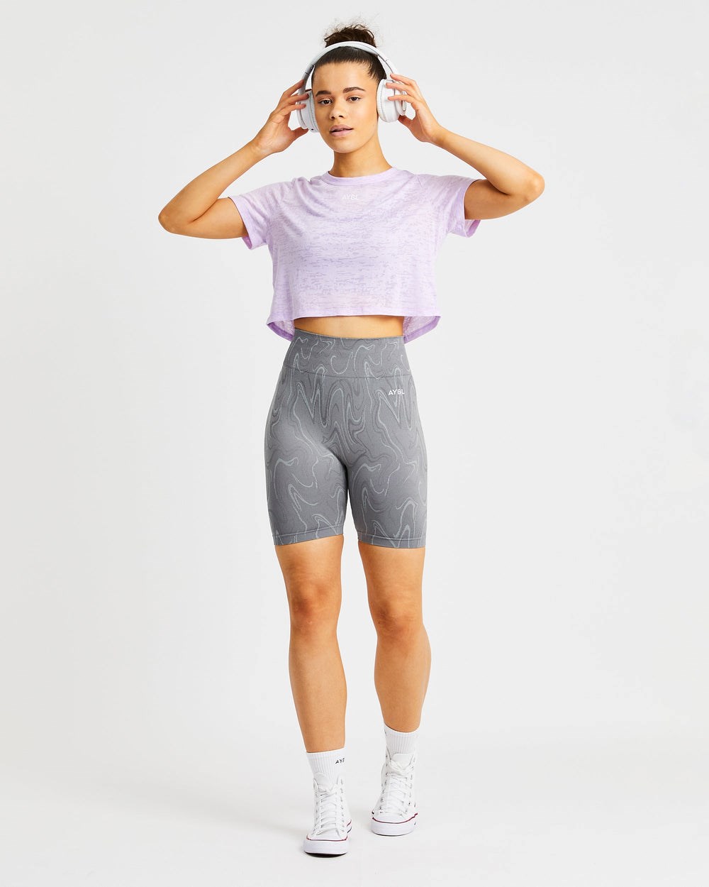 AYBL Velocity Crop T Shirt Lilac | 276438-WCK