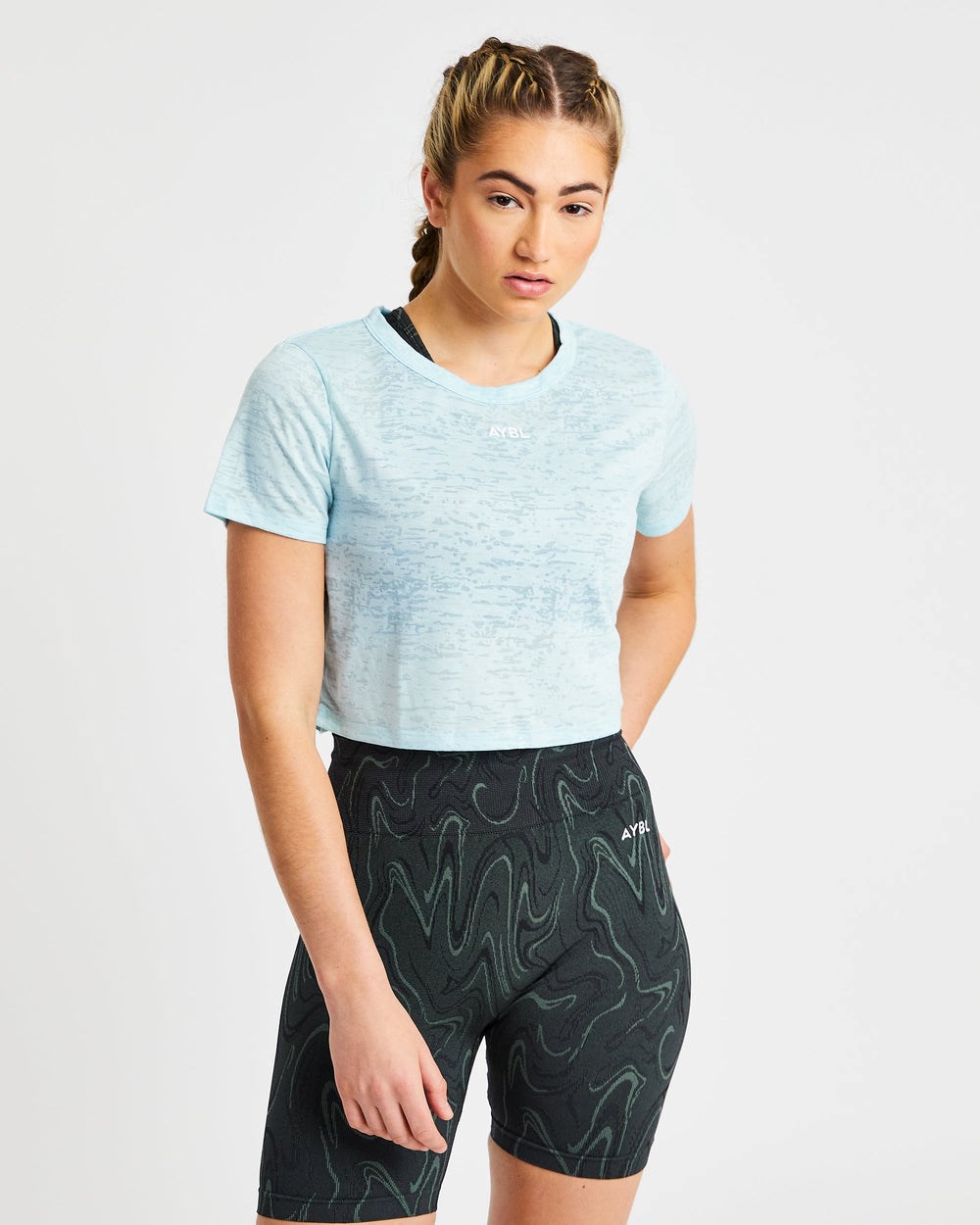 AYBL Velocity Crop T Shirt Niebieskie | 259136-YTZ