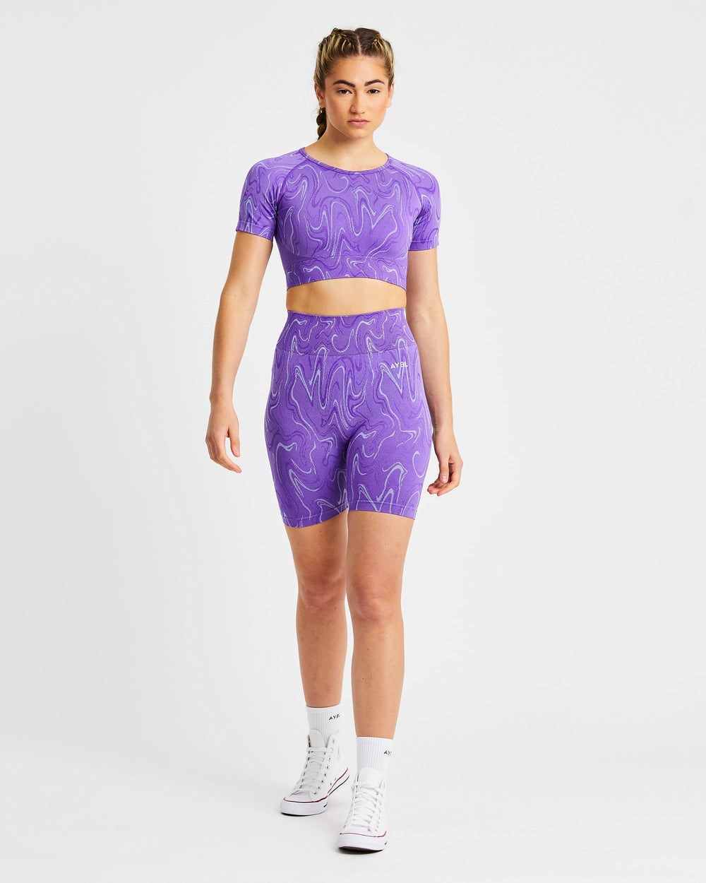 AYBL Velocity Seamless Crop Top Fioletowe | 782104-HYD