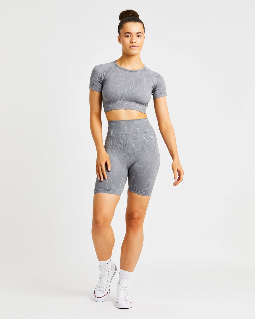 AYBL Velocity Seamless Crop Top Szare | 078694-NFZ