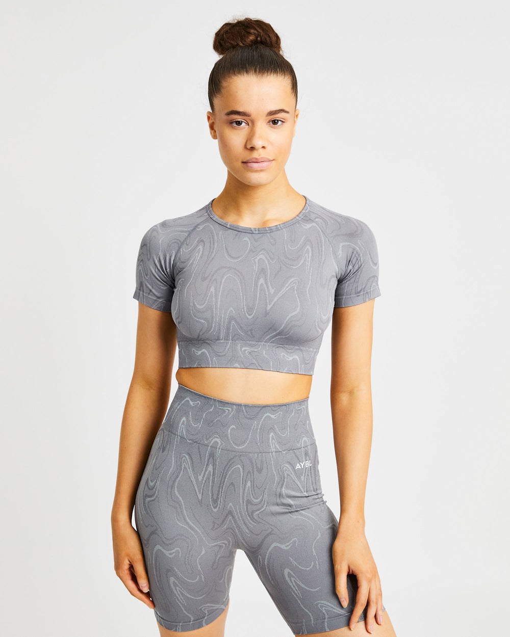 AYBL Velocity Seamless Crop Top Szare | 078694-NFZ