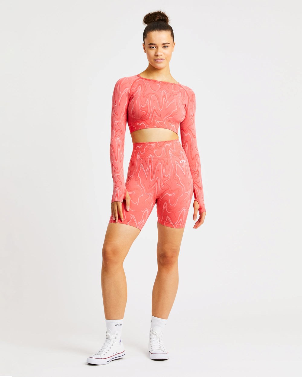 AYBL Velocity Seamless Long Sleeve Crop Top Koralowe | 046539-SUO