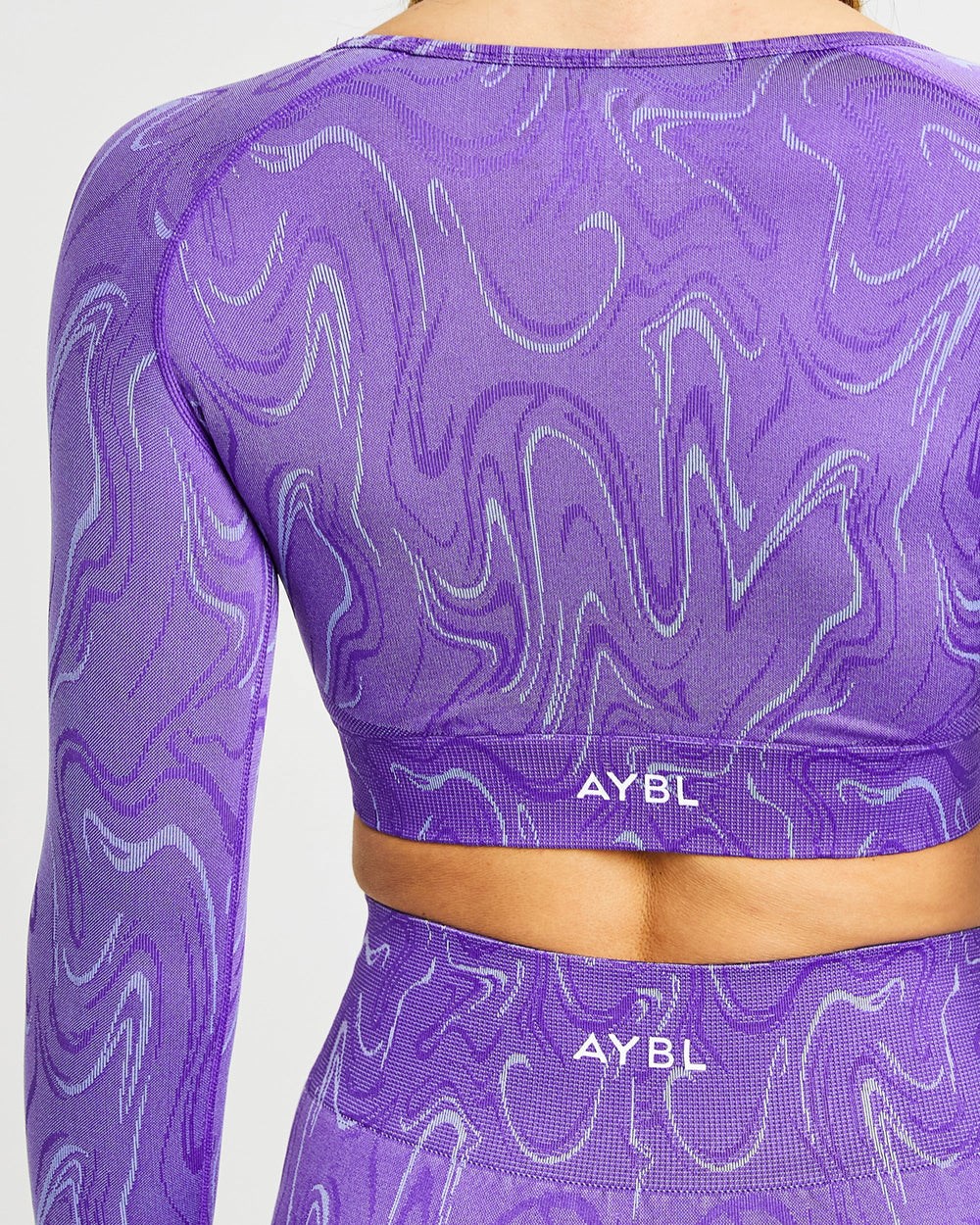 AYBL Velocity Seamless Long Sleeve Crop Top Fioletowe | 275689-XPA