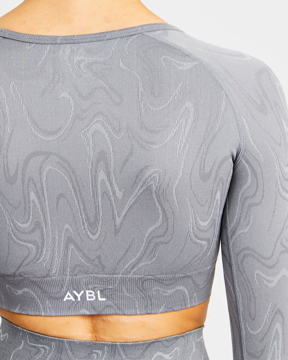 AYBL Velocity Seamless Long Sleeve Crop Top Szare | 405863-AFJ