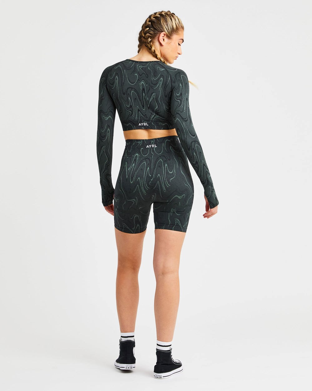 AYBL Velocity Seamless Long Sleeve Crop Top Czarne | 509318-GCZ